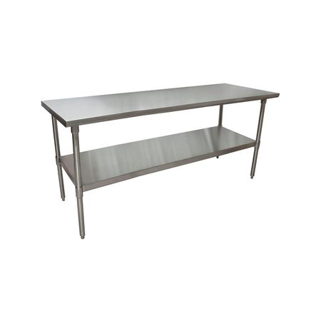 BK RESOURCES Work Table Stainless Steel W/Undershelf, Plastic bullet feet 72"Wx30"D SVT-7230